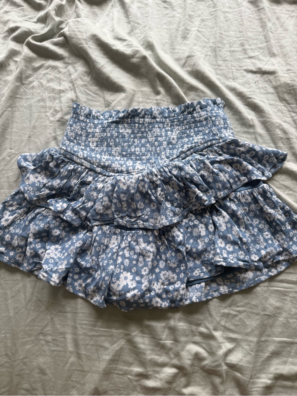 Altar'd State Blue Floral Tiered Midi Skirt